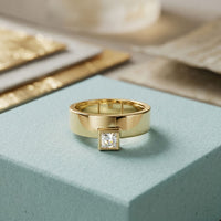 0.25CTW Princess Apex Bezel Lab Grown Diamond Ring For Men Gold