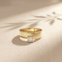 0.25CTW Princess Apex Bezel Lab Grown Diamond Ring For Men Gold