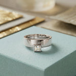 0.25CTW Princess Apex Bezel Lab Grown Diamond Ring For Men White