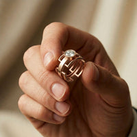 1 CTW Round Apex Orbit Lab Grown Diamond Ring For Men Rose Gold