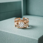 1 CTW Round Apex Orbit Lab Grown Diamond Ring For Men Rose Gold