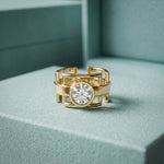 1 CTW Round Apex Orbit Lab Grown Diamond Ring For Men Gold