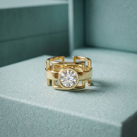 1 CTW Round Apex Orbit Lab Grown Diamond Ring For Men Gold