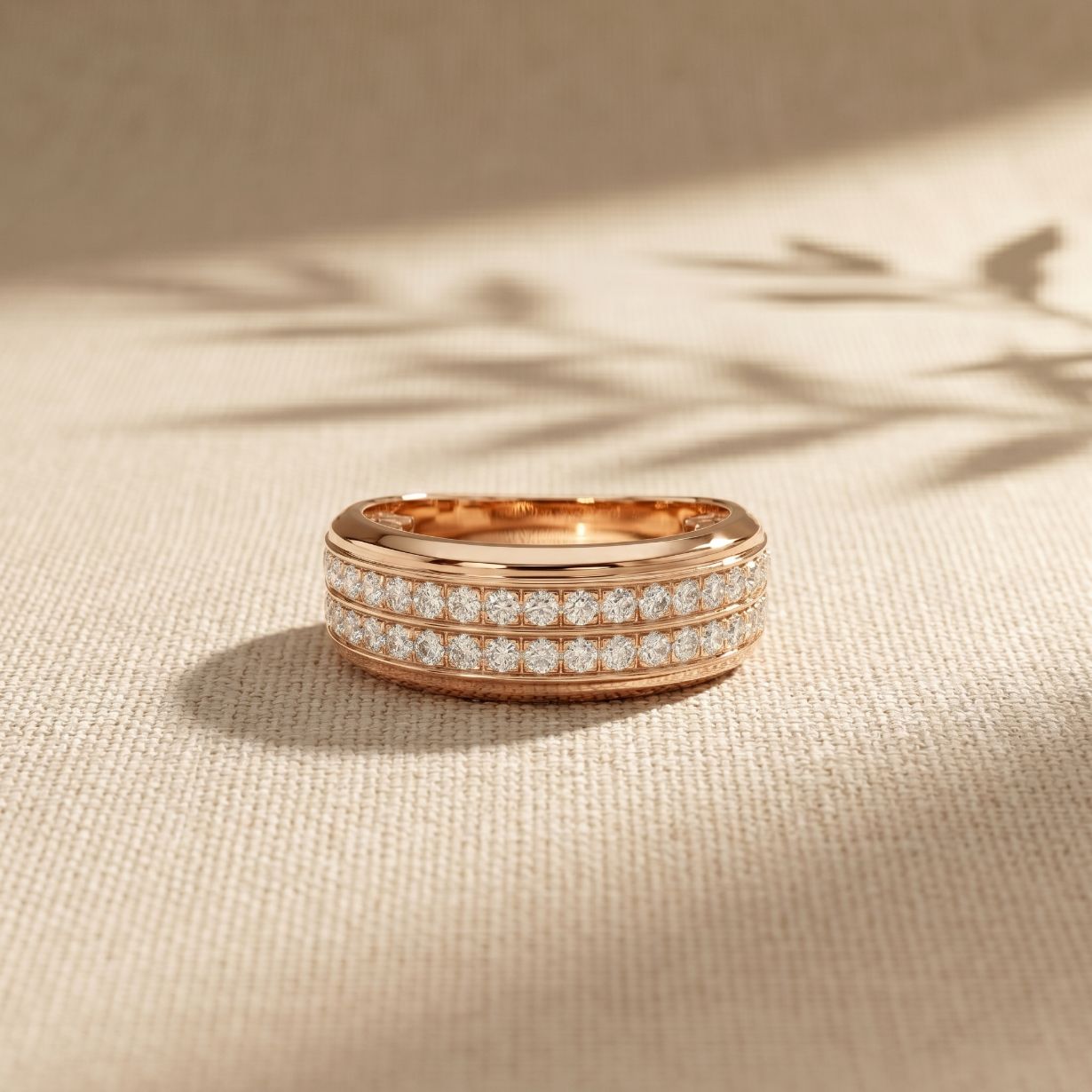 0.60CTW Round Regent Double Row Lab Grown Diamond Band For Men Rose Gold