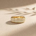 0.60CTW Round Regent Double Row Lab Grown Diamond Band For Men Gold