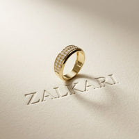 0.60CTW Round Regent Double Row Lab Grown Diamond Band For Men Gold