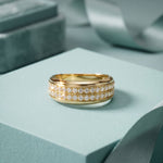 0.60CTW Round Regent Double Row Lab Grown Diamond Band For Men Gold