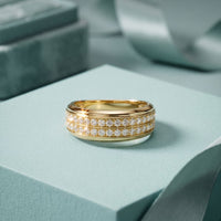 0.60CTW Round Regent Double Row Lab Grown Diamond Band For Men Gold