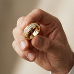 0.60CTW Round Regent Double Row Lab Grown Diamond Band For Men Gold