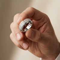 0.60CTW Round Regent Double Row Lab Grown Diamond Band For Men White