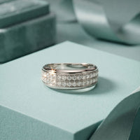 0.60CTW Round Regent Double Row Lab Grown Diamond Band For Men White