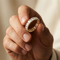 4.90CTW Radiant Cut Lab Grown Diamond Eternity Band For Men Gold