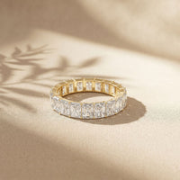 4.90CTW Radiant Cut Lab Grown Diamond Eternity Band For Men Gold