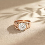 1.5CTW Round Sovereign Solitaire Lab Grown Diamond Ring For Men Rose Gold