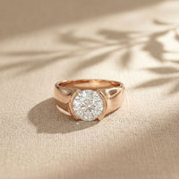 1.5CTW Round Sovereign Solitaire Lab Grown Diamond Ring For Men Rose Gold