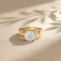 1.5CTW Round Sovereign Solitaire Lab Grown Diamond Ring For Men Gold