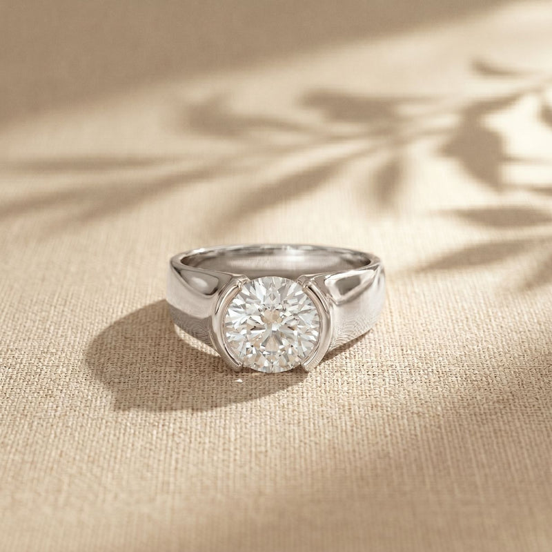 1.5CTW Round Sovereign Solitaire Lab Grown Diamond Ring For Men White