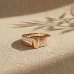 0.20 CTW Round Vanguard Dual Pavé Lab Grown Diamond Ring For Men Rose Gold