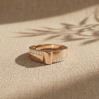 0.20 CTW Round Vanguard Dual Pavé Lab Grown Diamond Ring For Men Rose Gold