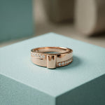 0.20 CTW Round Vanguard Dual Pavé Lab Grown Diamond Ring For Men Rose Gold
