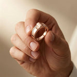 0.20 CTW Round Vanguard Dual Pavé Lab Grown Diamond Ring For Men Rose Gold