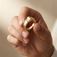 0.20 CTW Round Vanguard Dual Pavé Lab Grown Diamond Ring For Men Gold