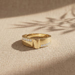 0.20 CTW Round Vanguard Dual Pavé Lab Grown Diamond Ring For Men Gold