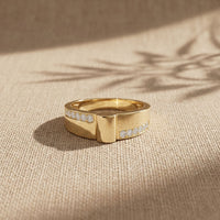 0.20 CTW Round Vanguard Dual Pavé Lab Grown Diamond Ring For Men Gold