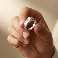 0.20 CTW Round Vanguard Dual Pavé Lab Grown Diamond Ring For Men White