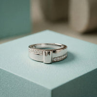 0.20 CTW Round Vanguard Dual Pavé Lab Grown Diamond Ring For Men White