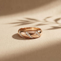 0.15CTW Round Diagonal Pavé Lab Grown Diamond Band Ring For Men Rose Gold