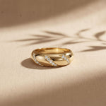 0.15CTW Round Diagonal Pavé Lab Grown Diamond Band Ring For Men Gold