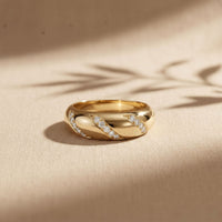 0.15CTW Round Diagonal Pavé Lab Grown Diamond Band Ring For Men Gold