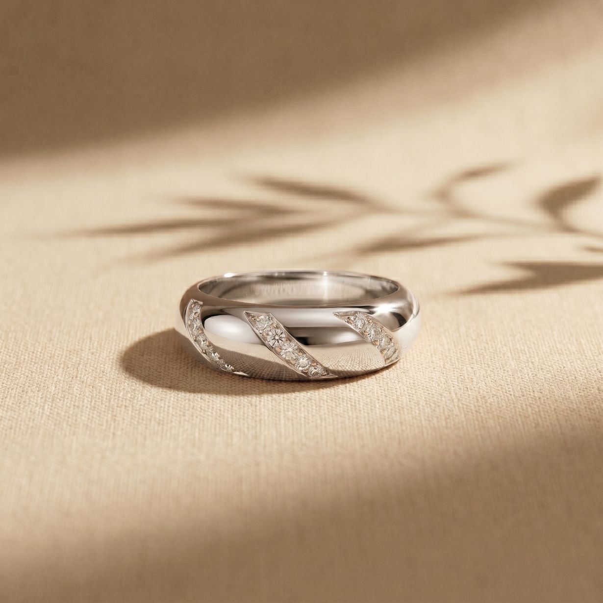 0.15CTW Round Diagonal Pavé Lab Grown Diamond Band Ring For Men White