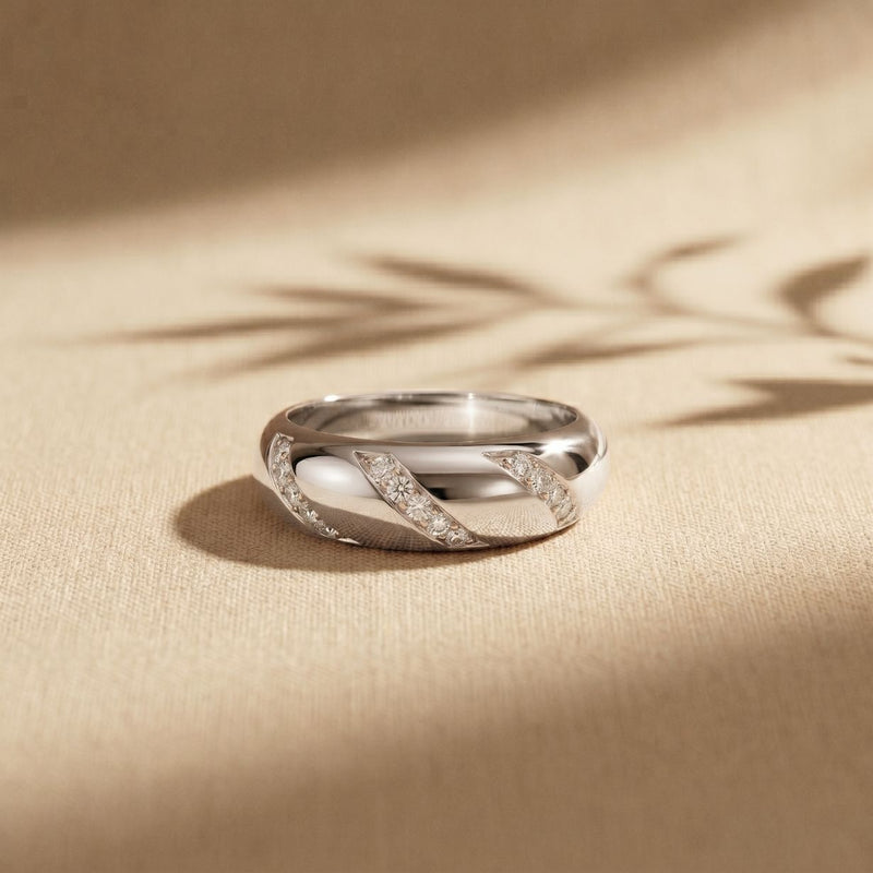 0.15CTW Round Diagonal Pavé Lab Grown Diamond Band Ring For Men White