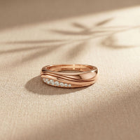 0.15CTW Round Wave Pavé Lab Grown Diamond Band Ring For Men Rose Gold