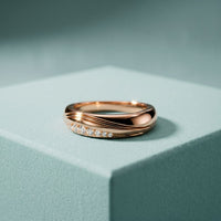 0.15CTW Round Wave Pavé Lab Grown Diamond Band Ring For Men Rose Gold