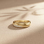 0.15CTW Round Wave Pavé Lab Grown Diamond Band Ring For Men Gold