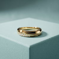 0.15CTW Round Wave Pavé Lab Grown Diamond Band Ring For Men Gold
