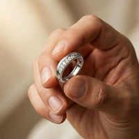 0.15CTW Round Wave Pavé Lab Grown Diamond Band Ring For Men White 