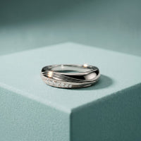 0.15CTW Round Wave Pavé Lab Grown Diamond Band Ring For Men White 