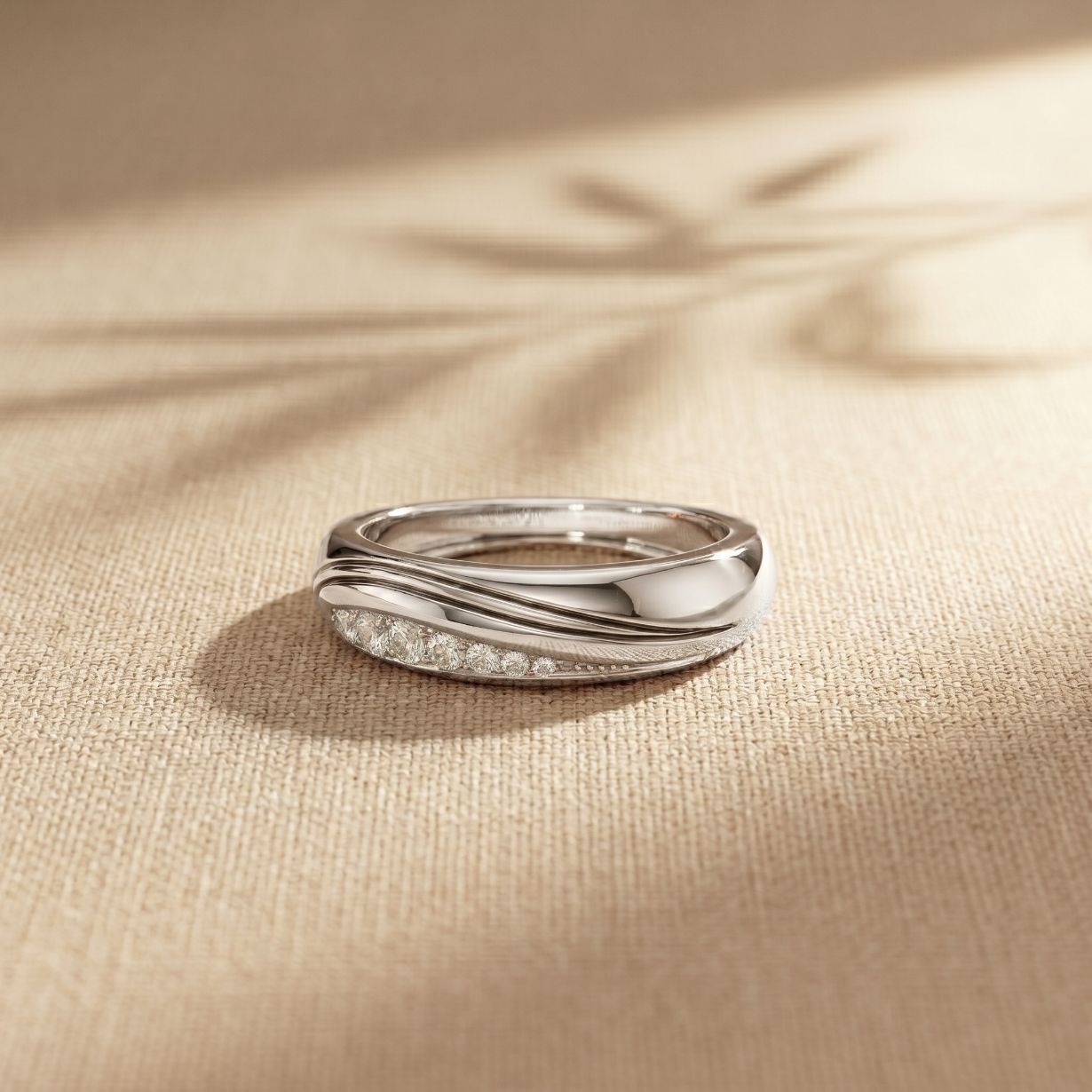 0.15CTW Round Wave Pavé Lab Grown Diamond Band Ring For Men White 