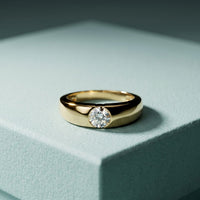 0.05CTW Round Solitaire Lab Grown Diamond Ring For Men Gold