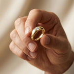 0.05CTW Round Solitaire Lab Grown Diamond Ring For Men Gold