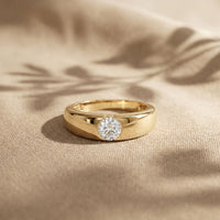 0.05CTW Round Solitaire Lab Grown Diamond Ring For Men Gold