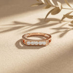 0.25CTW Round Linear Five Stone Lab Grown Diamond Band Ring For Men Rose Gold