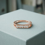 0.25CTW Round Linear Five Stone Lab Grown Diamond Band Ring For Men Rose Gold