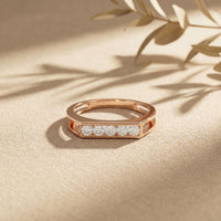 0.25CTW Round Linear Five Stone Lab Grown Diamond Band Ring For Men Rose Gold
