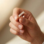 0.25CTW Round Linear Five Stone Lab Grown Diamond Band Ring For Men Rose Gold