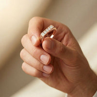 0.25CTW Round Linear Five Stone Lab Grown Diamond Band Ring For Men Rose Gold